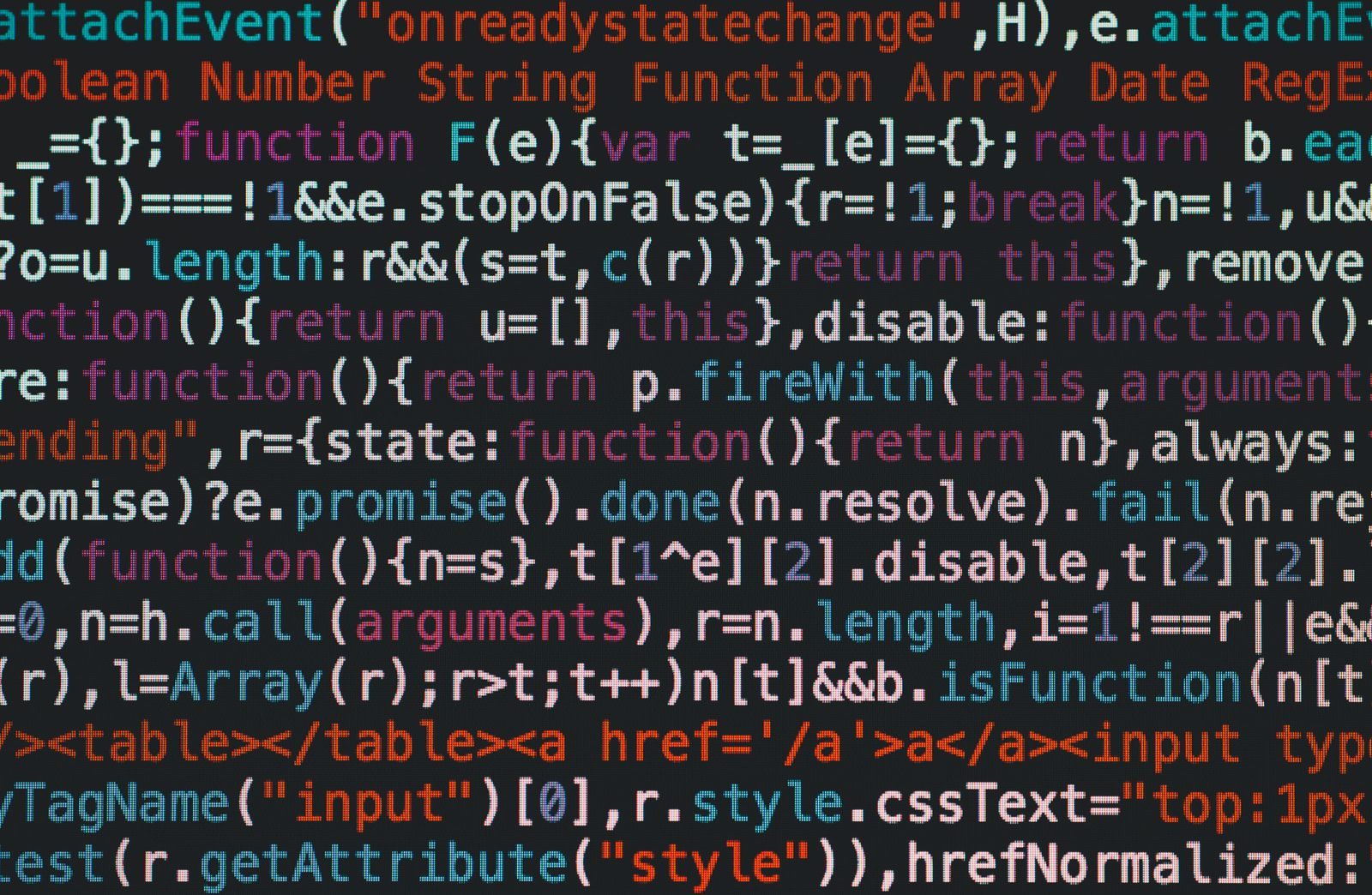 Programming code on a screen close-up