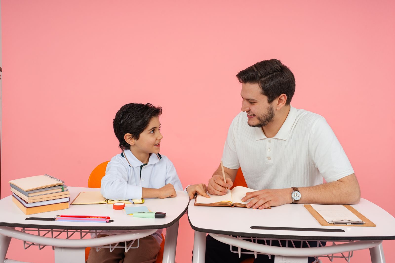 Coach working through a lesson with a student